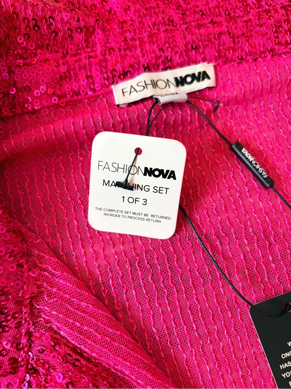 Fashion Nova Hot Pink Sparkle 3-Piece Pantsuit Set - Picture 4 of 12